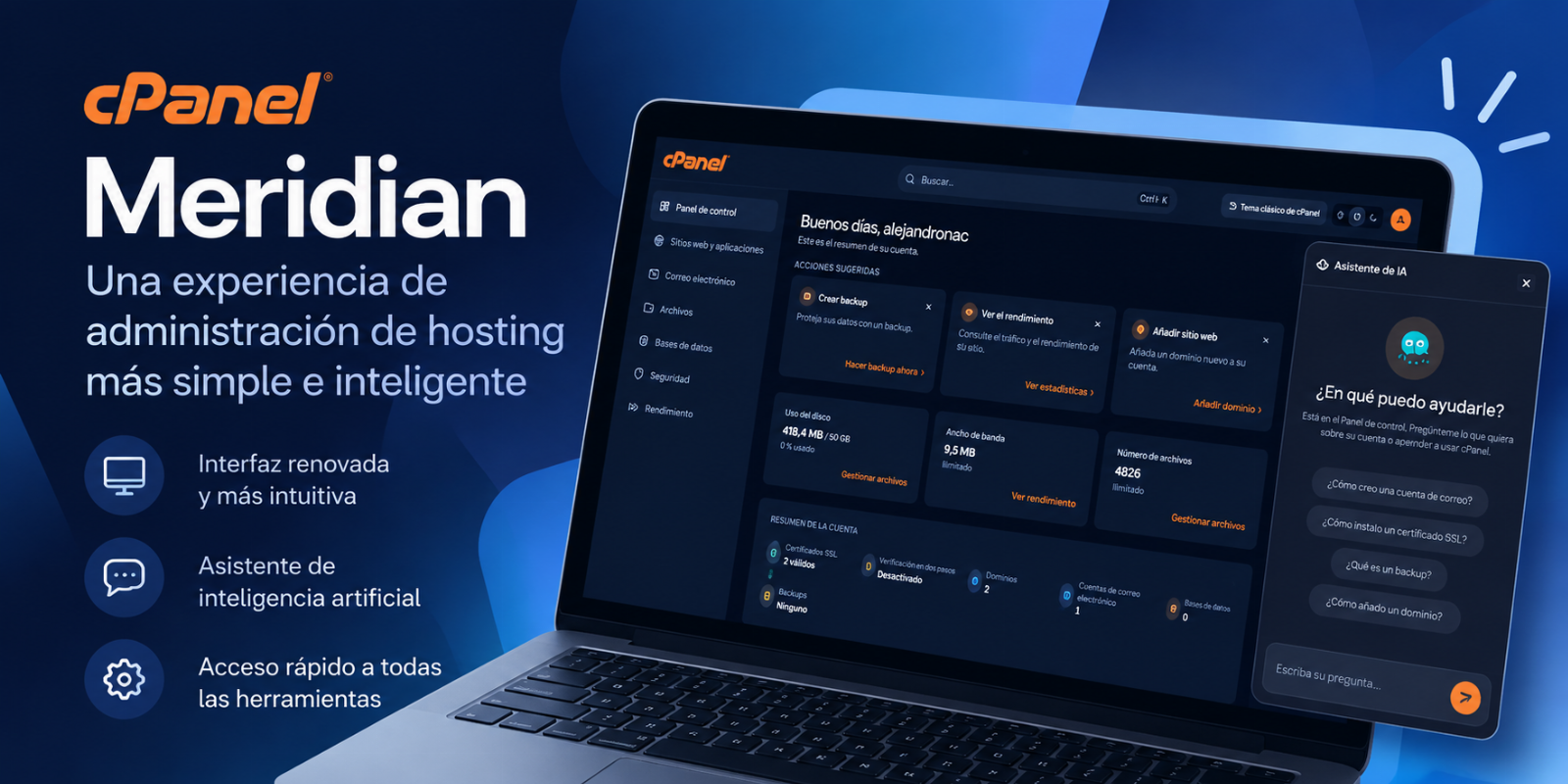 cPanel lanza Meridian: la interfaz de hosting más moderna e inteligente hasta ahora
